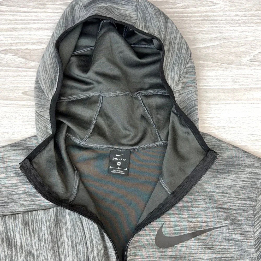 Nike Dri-FIT Mens Full Zip Hoodie Grey Space Dye‎ AH7596-050 M